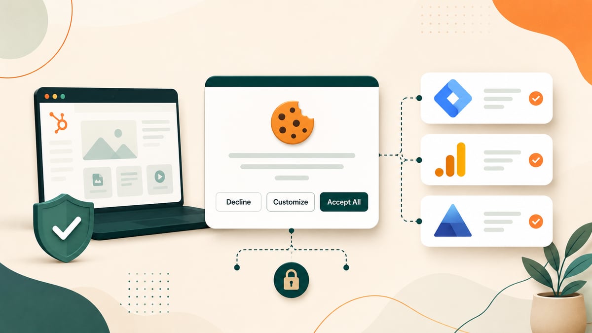 HubSpot cookie banner GTM GA4 Clarity