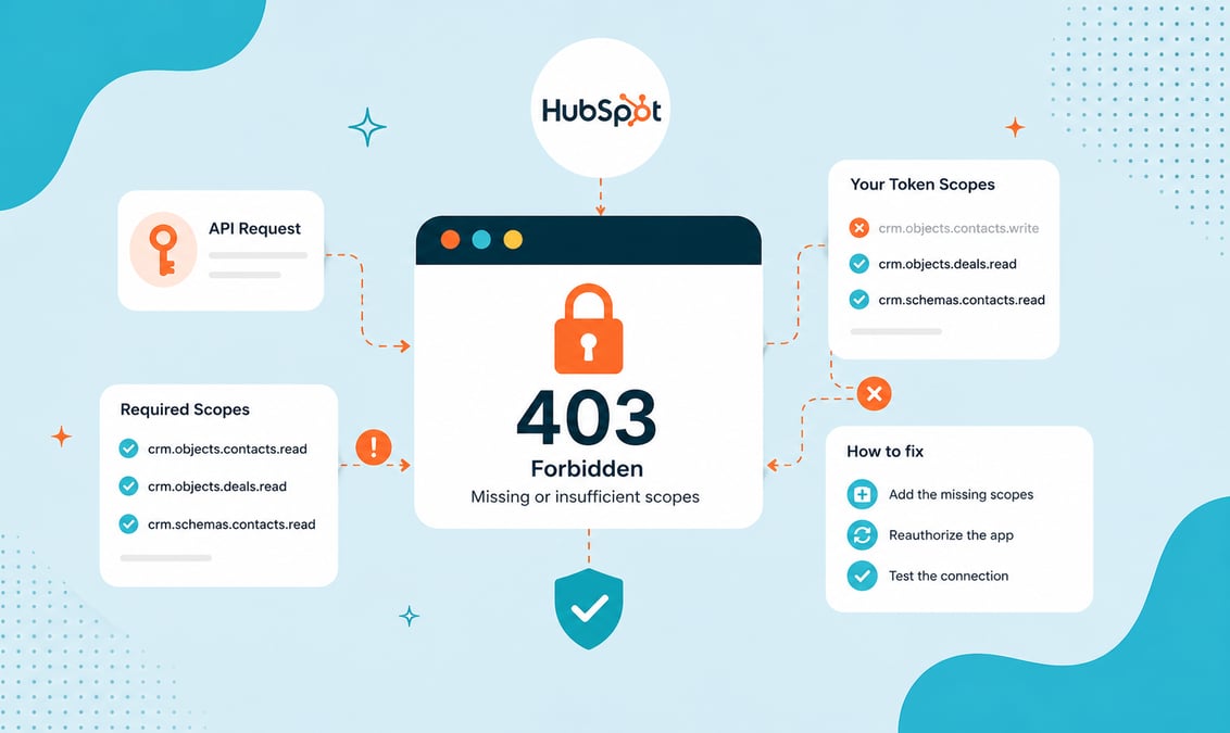 erro de escopos API HubSpot
