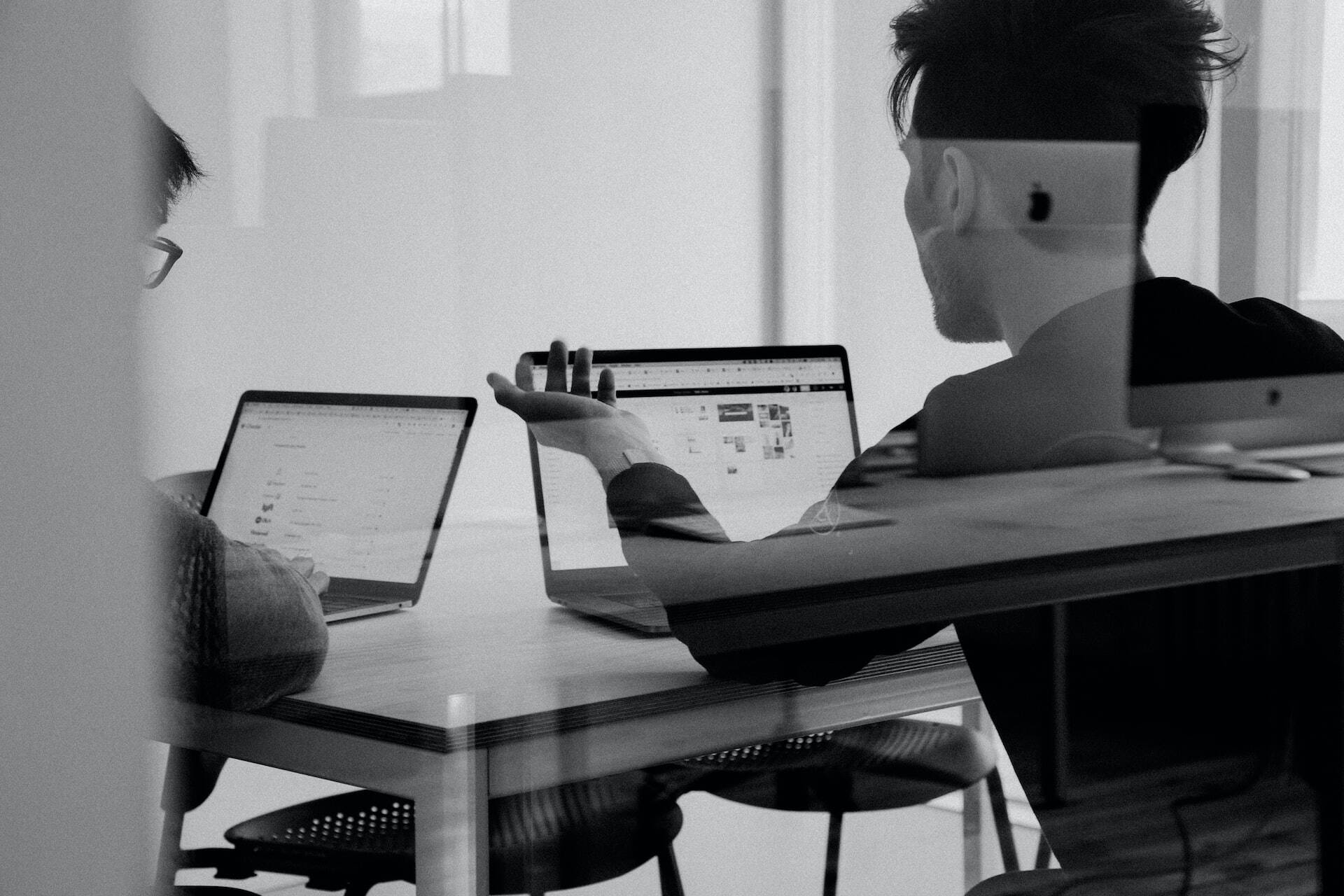 man using computer office