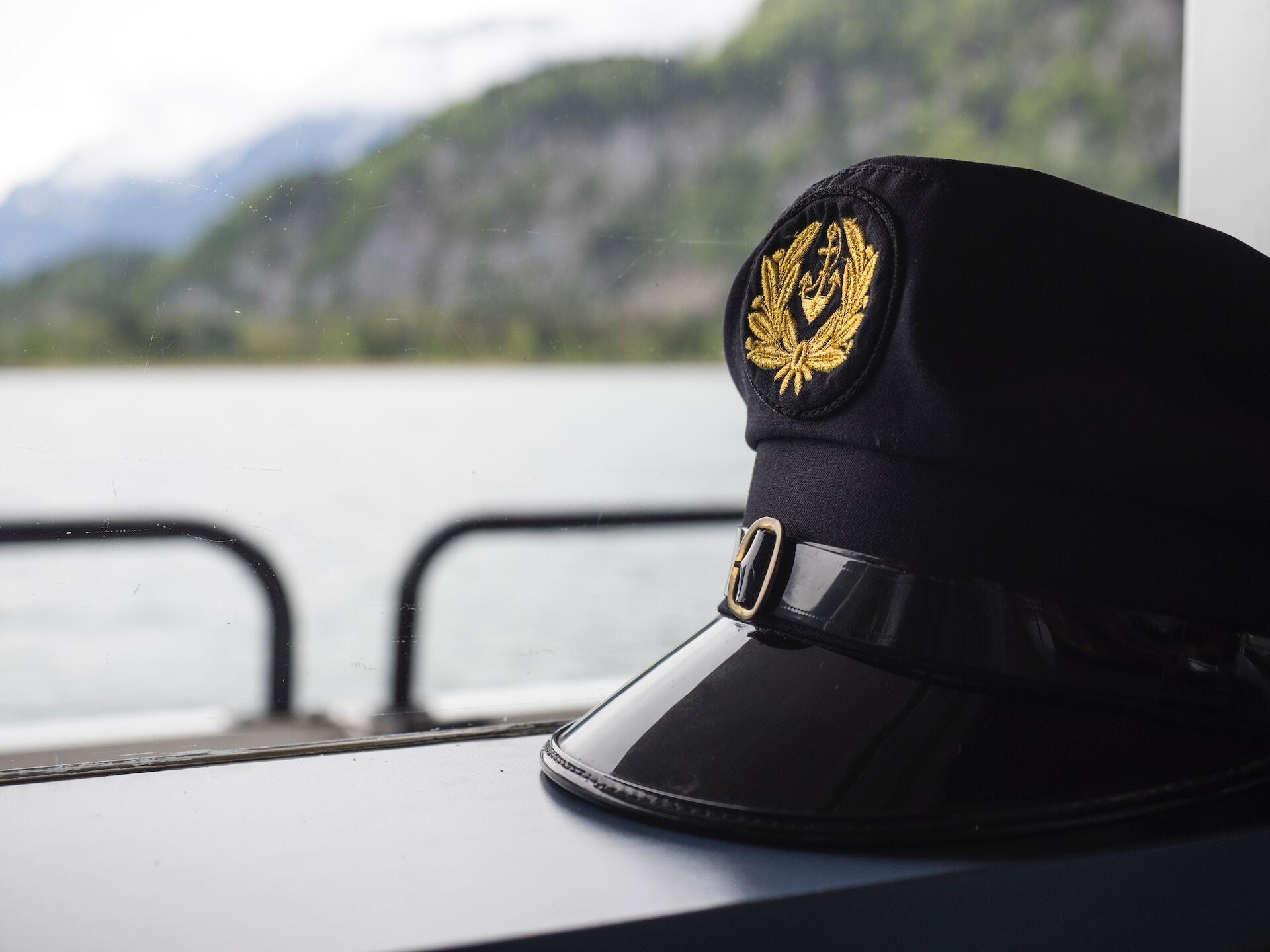 ship captain hat in a landscape