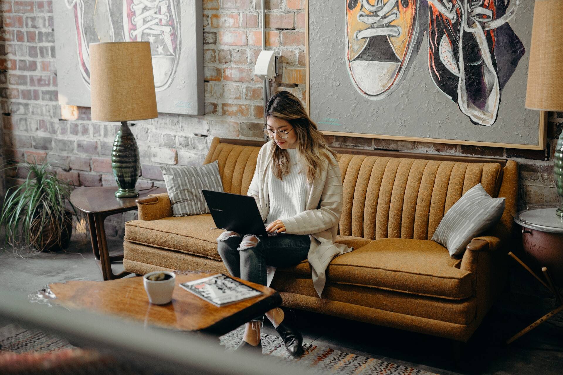 woman working in a cool house