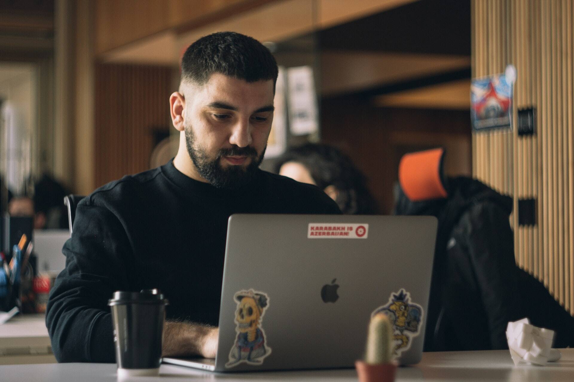 Man working with a computer in a office