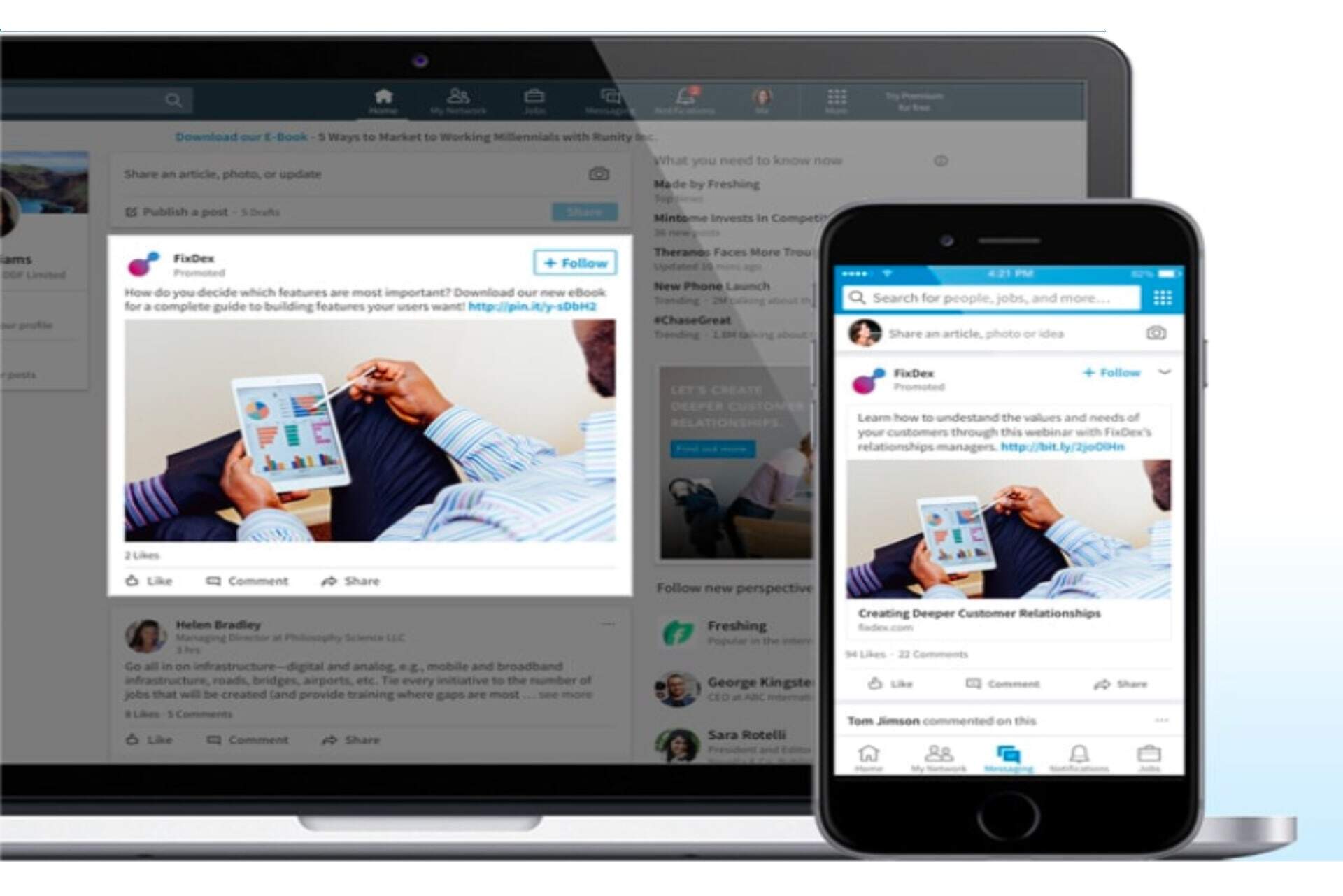 LinkedIn Sponsored Content and InMail example