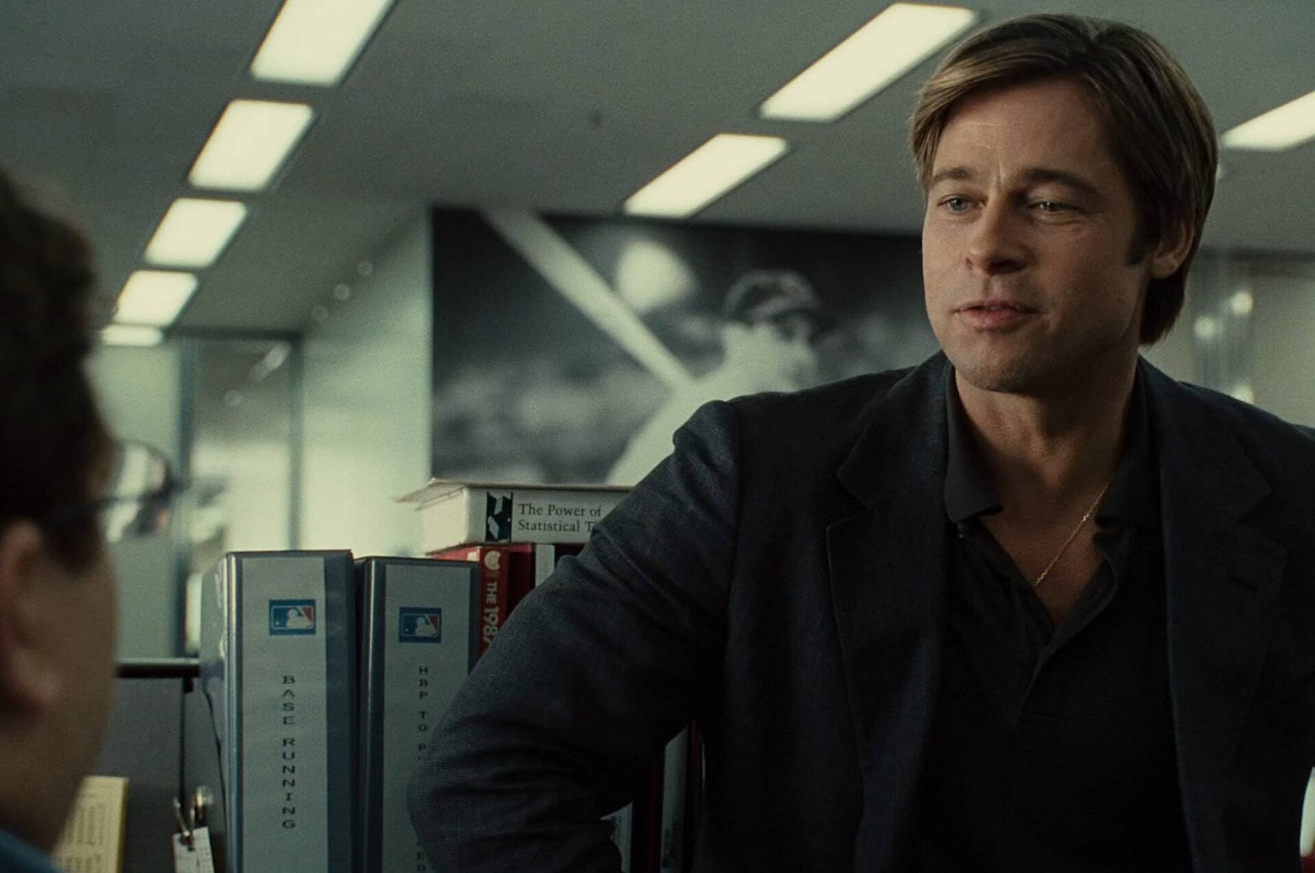 Brad Pitt in a Moneyball scene