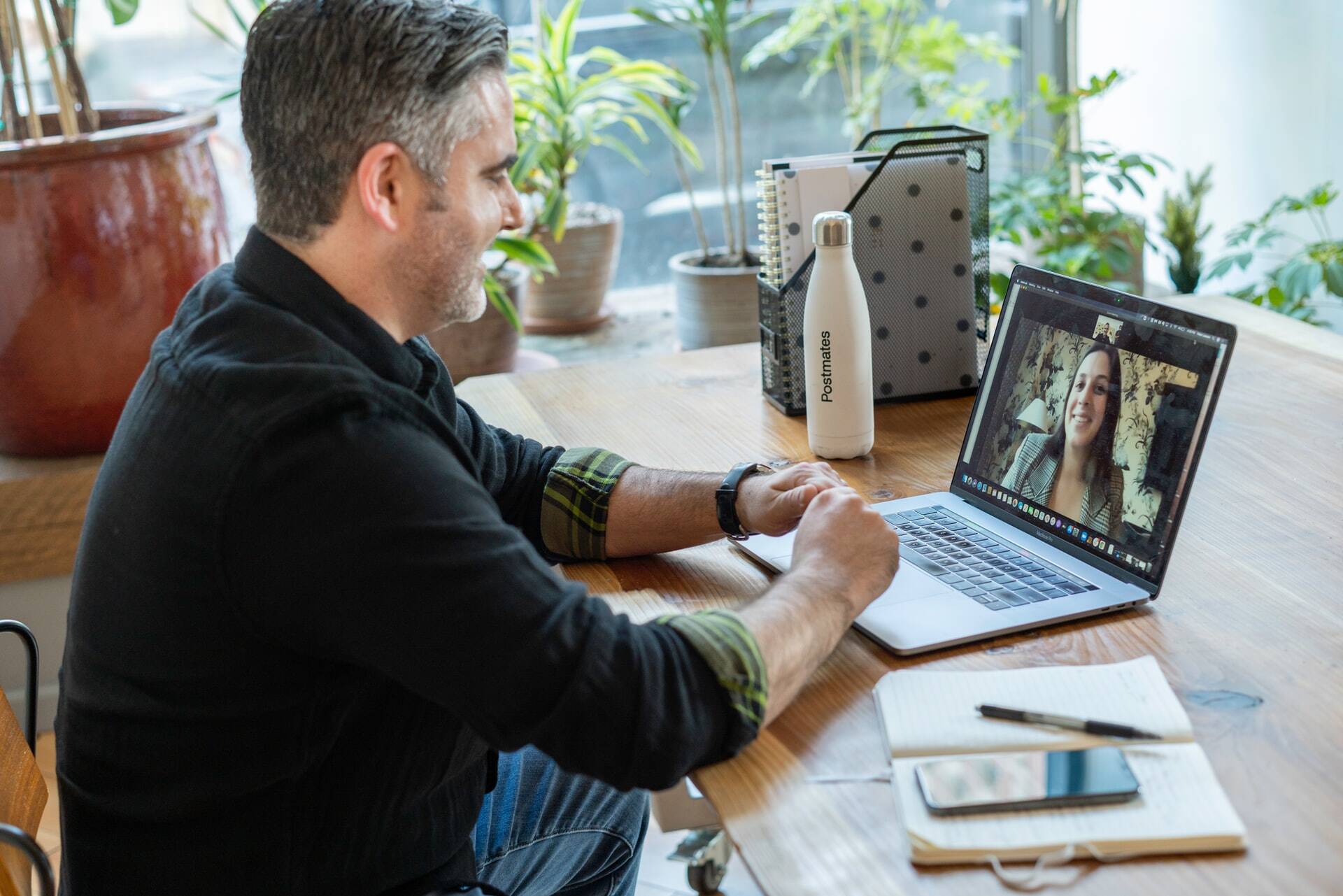 Two people doing a video conference