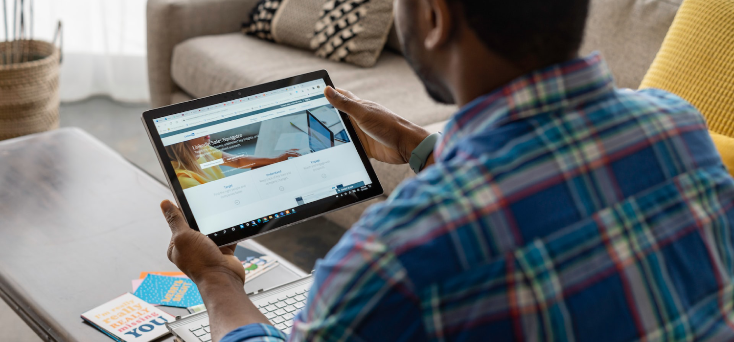 Man working using a tablet