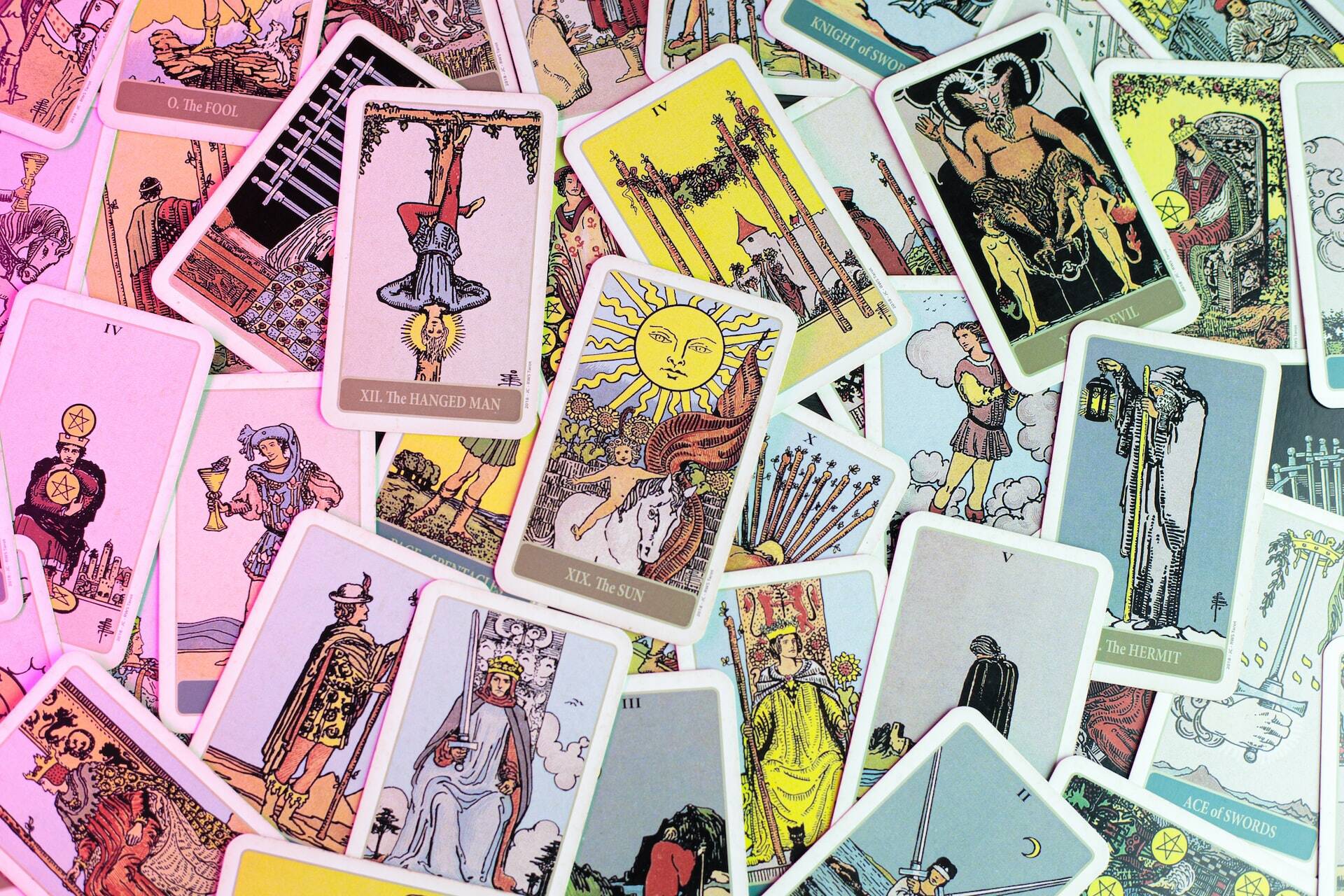 A lot ot tarot cards