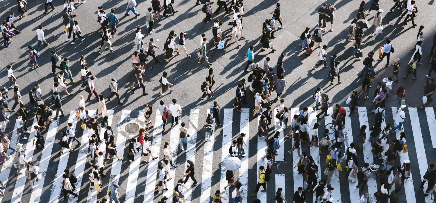 People walking in a crowded street