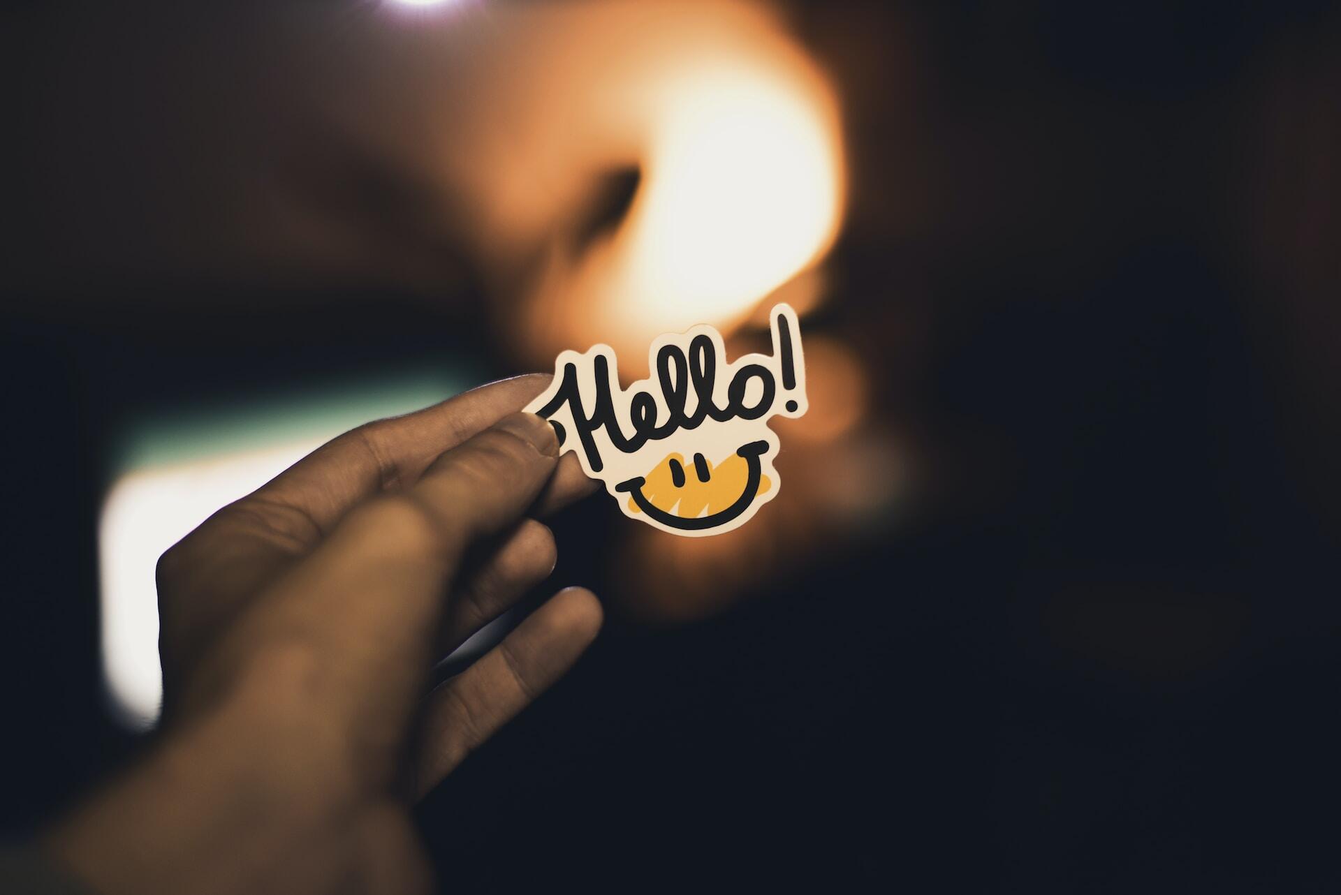 Hello written sticker