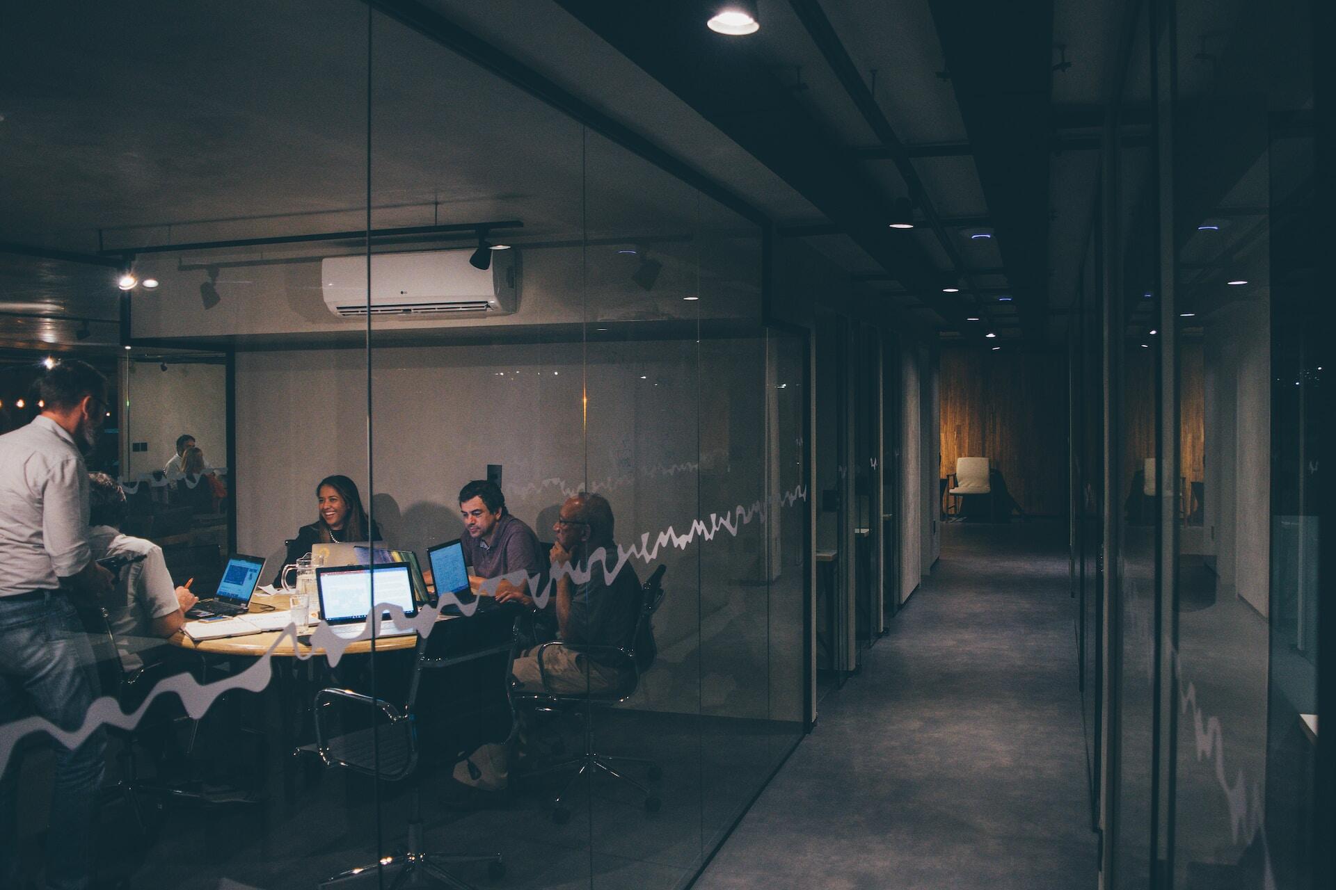 People doing a meeting and being happy